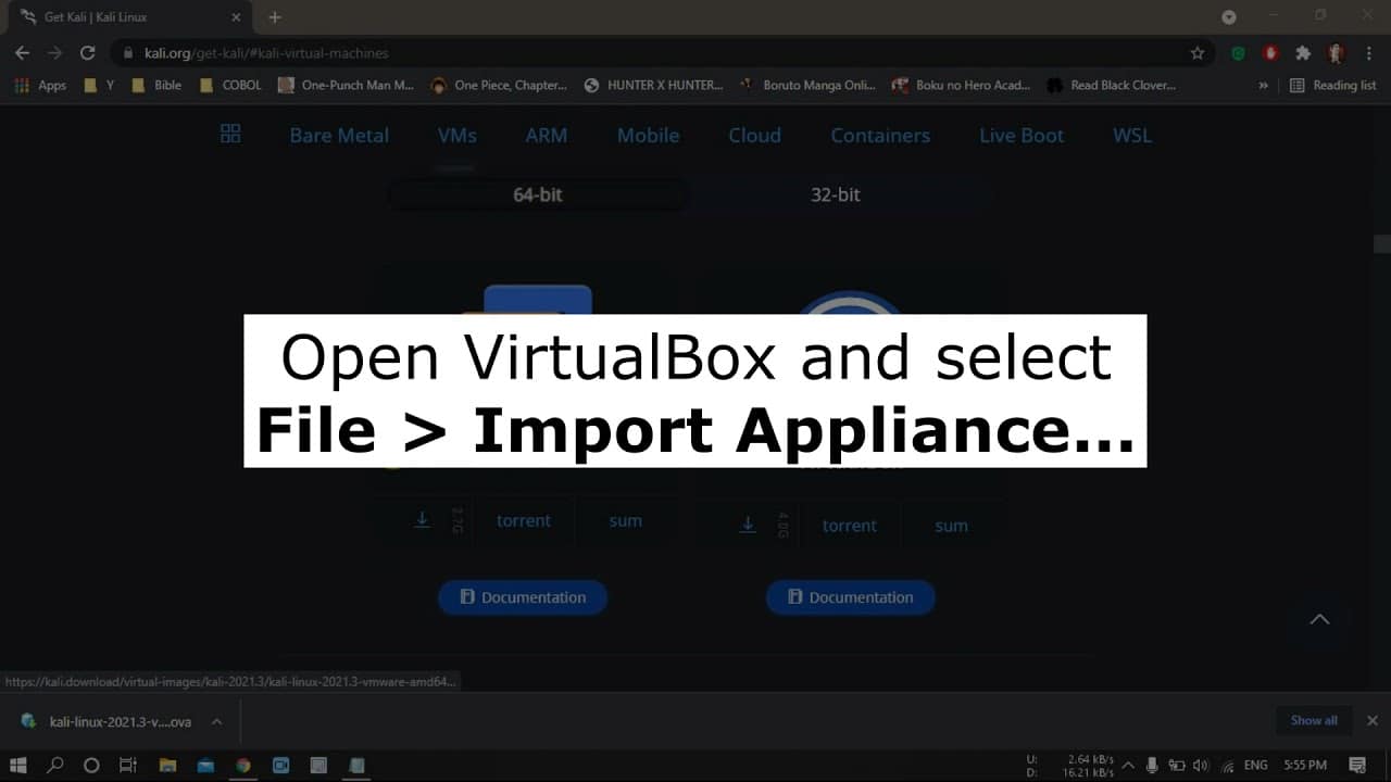 Kali Linux 2021.3 inside VirtualBox using Pre-made VirtualBox images