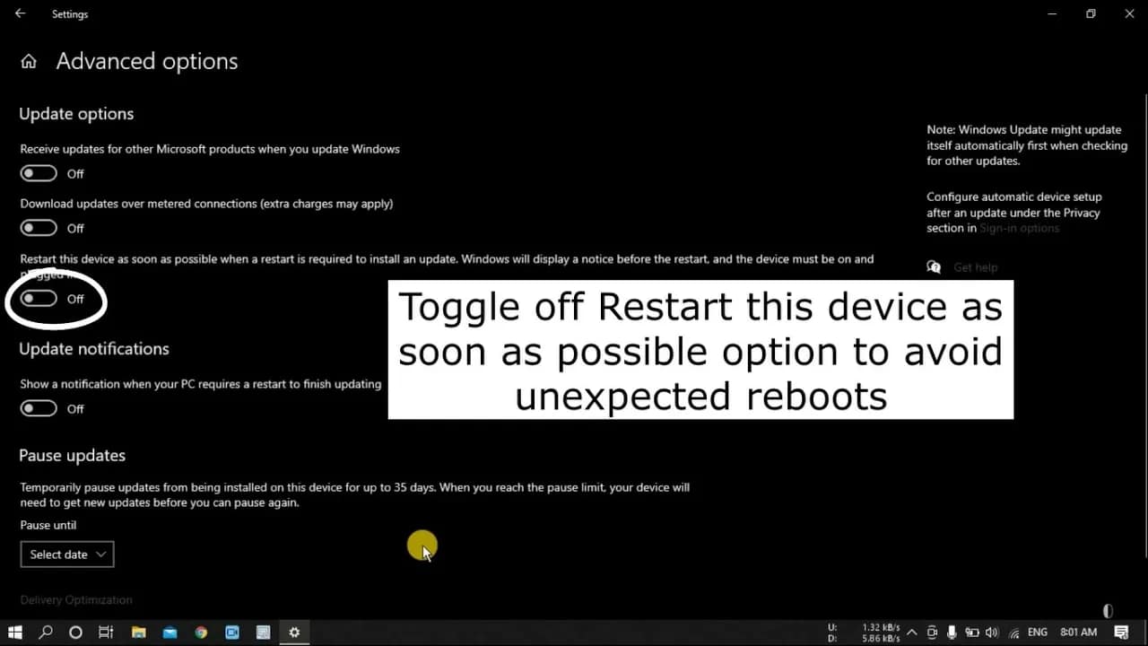 How to Disable Automatic Reboot in Windows 10