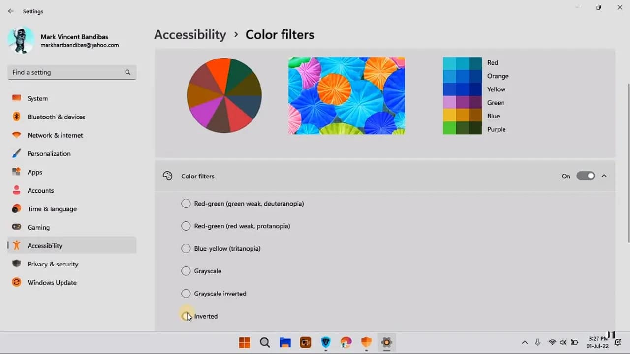How to use color filters in Windows