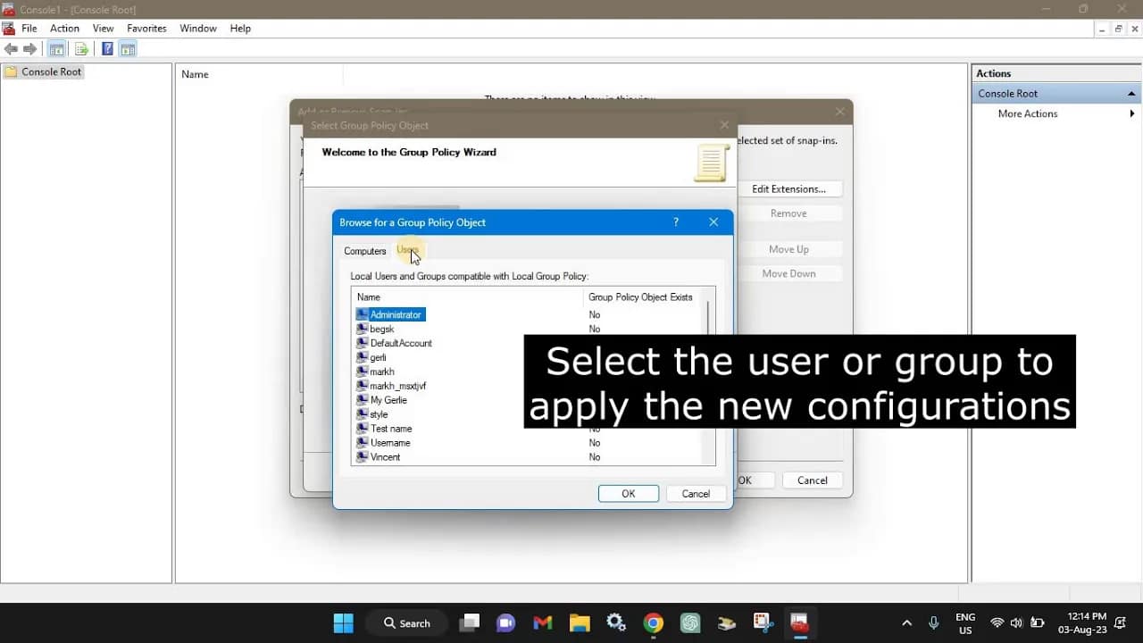 How to apply Group Policy settings to specific users on Windows 11