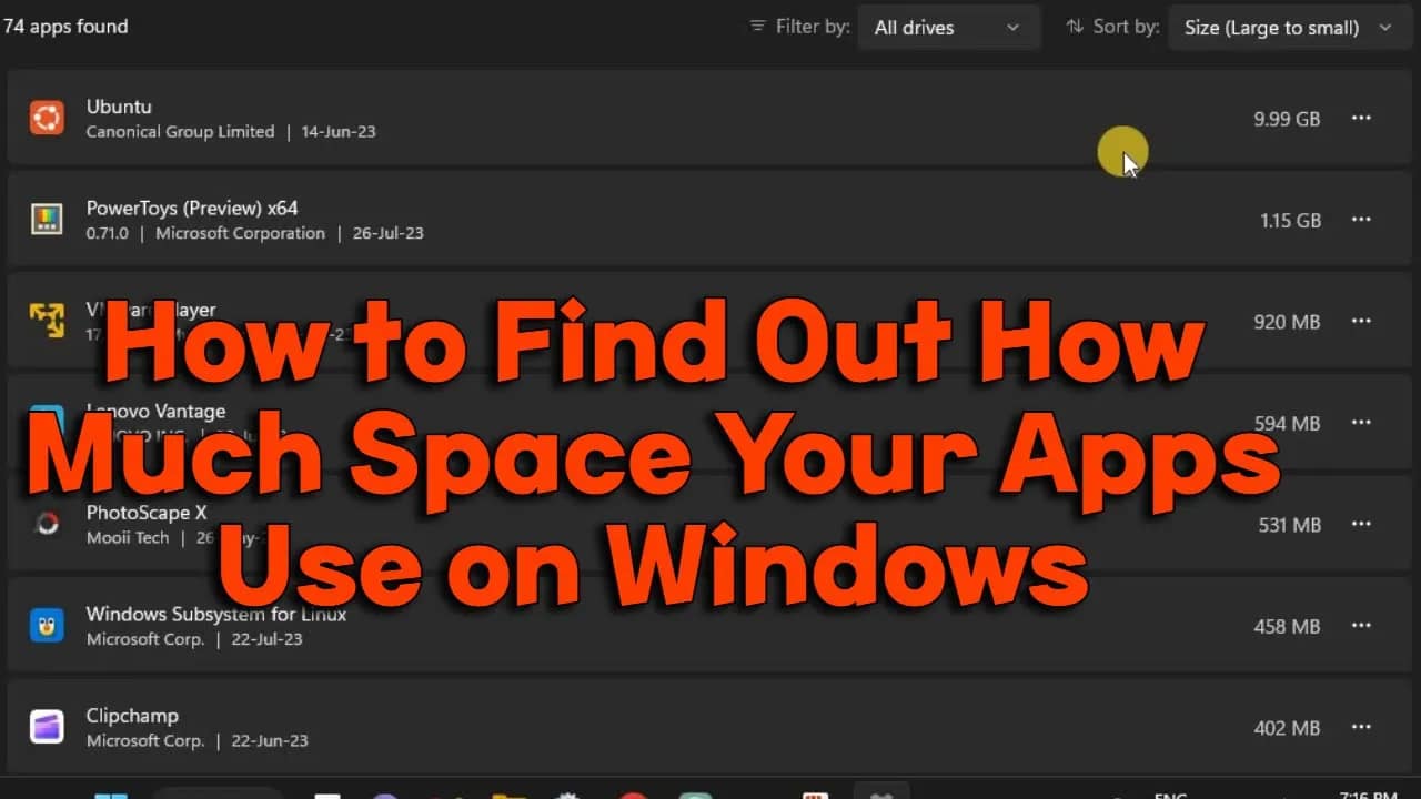 How to Find Out How Much Space Your Apps Use on Windows
