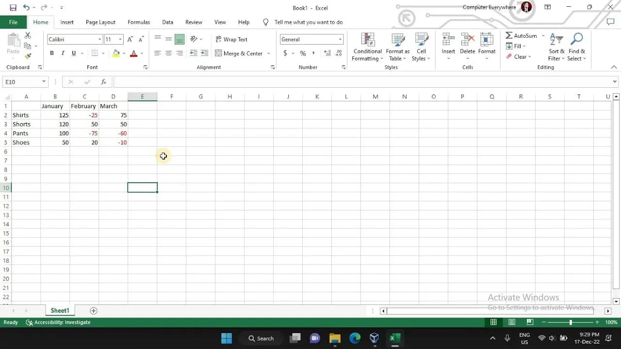 How to Show Negative Numbers as Red in Excel