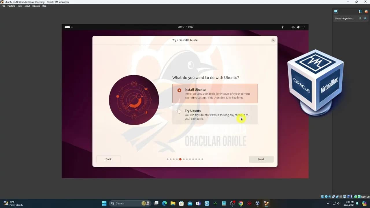 Install Ubuntu 24.10 (Oracular Oriole) on VirtualBox