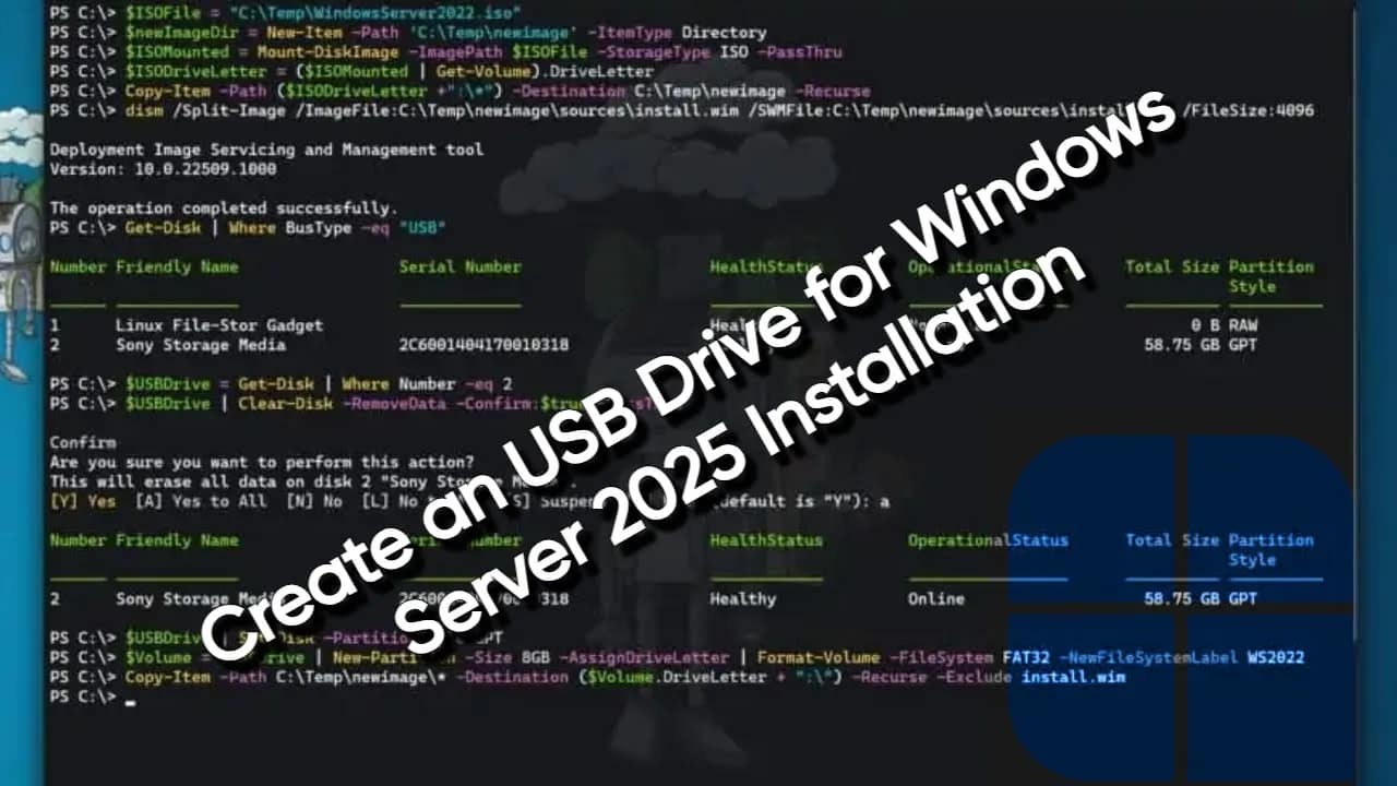 Create an USB Drive for Windows Server 2025 Installation