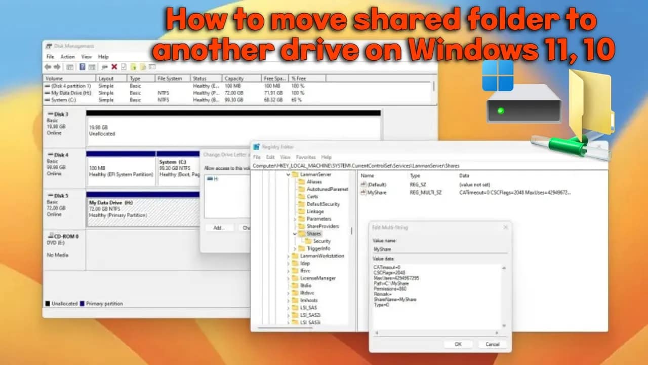 How to move shared folder to another drive on Windows 11, 10