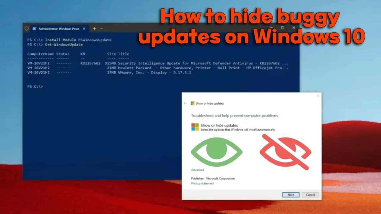 How to hide buggy updates on Windows 10