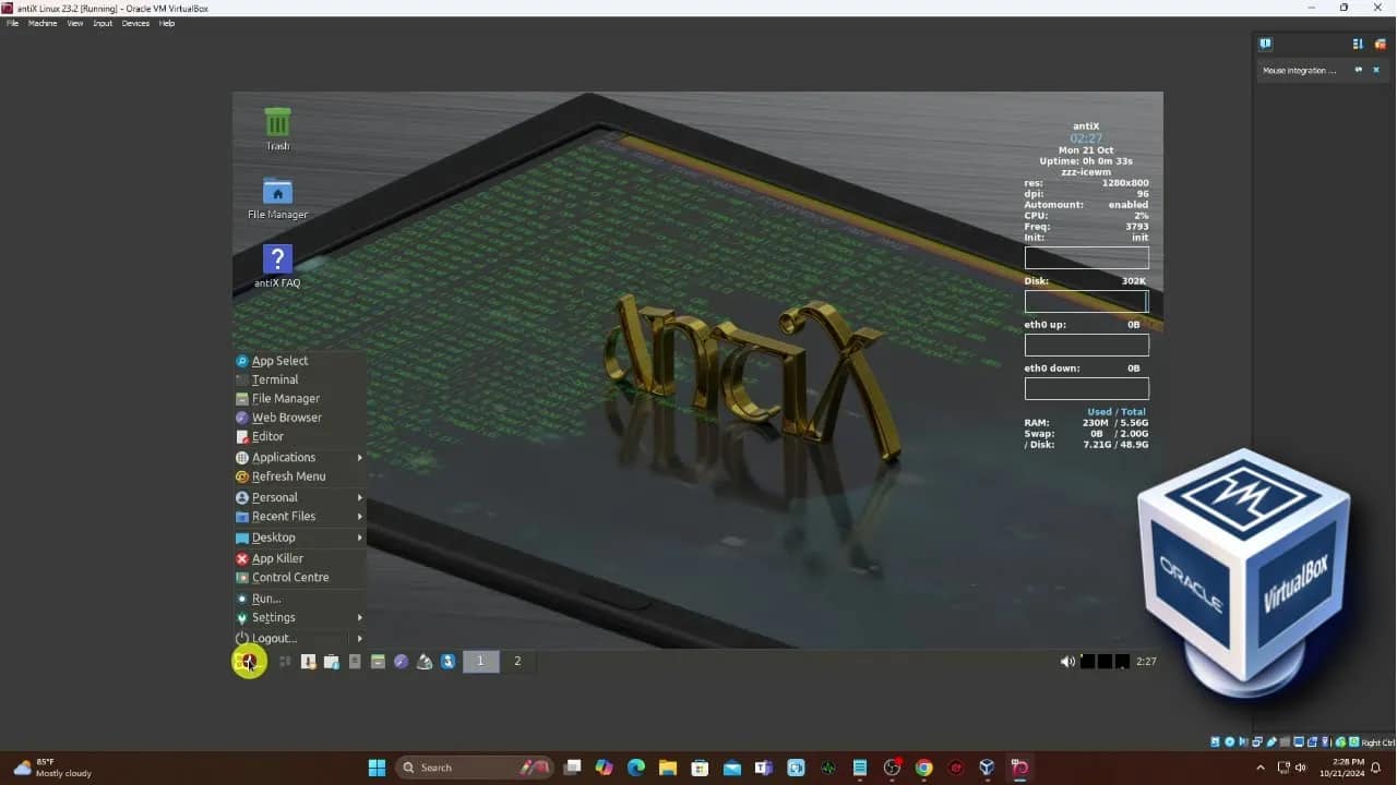How to Install antiX Linux 23.2 on Virtualbox