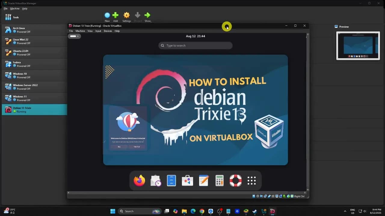 Install Debian 13 Trixie on VirtualBox