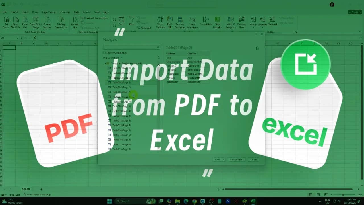How to import PDF data in Microsoft Excel without mangling it