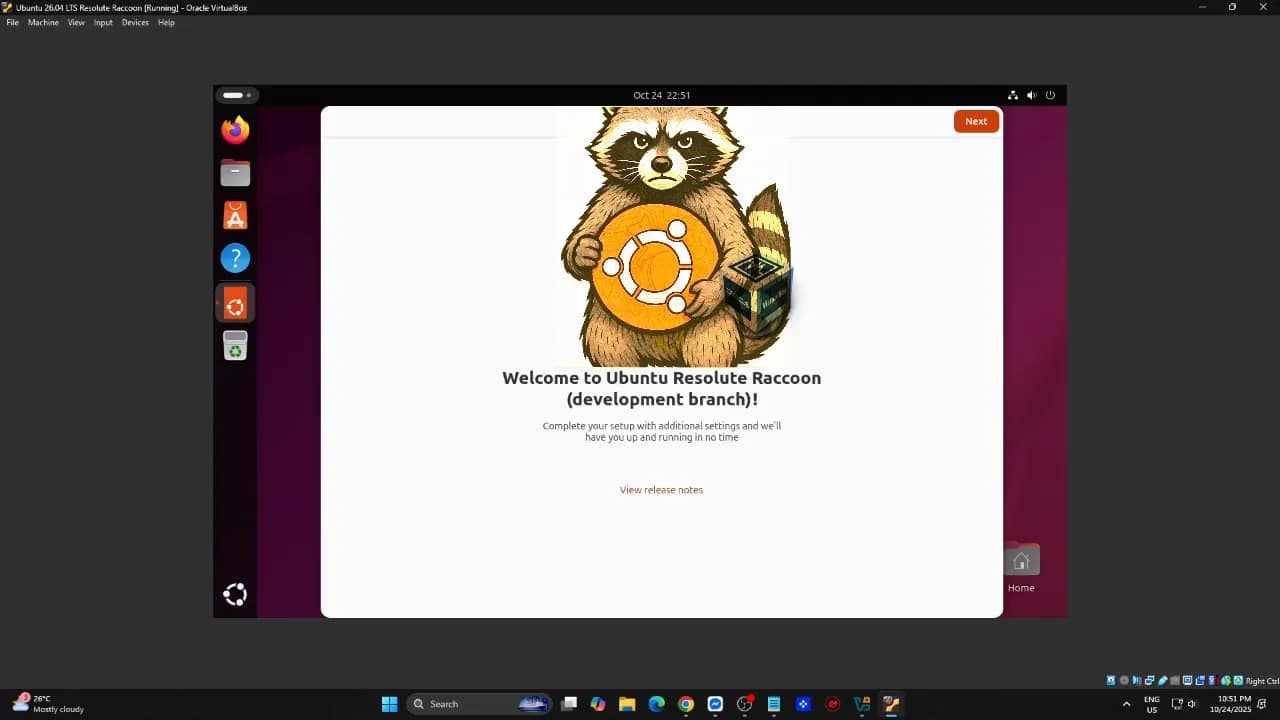 Install Ubuntu 26.04 LTS (Resolute Raccoon) on VirtualBox