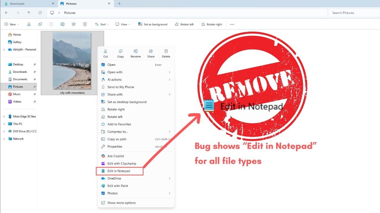 How to remove Edit in Notepad from the File Explorer Context menu